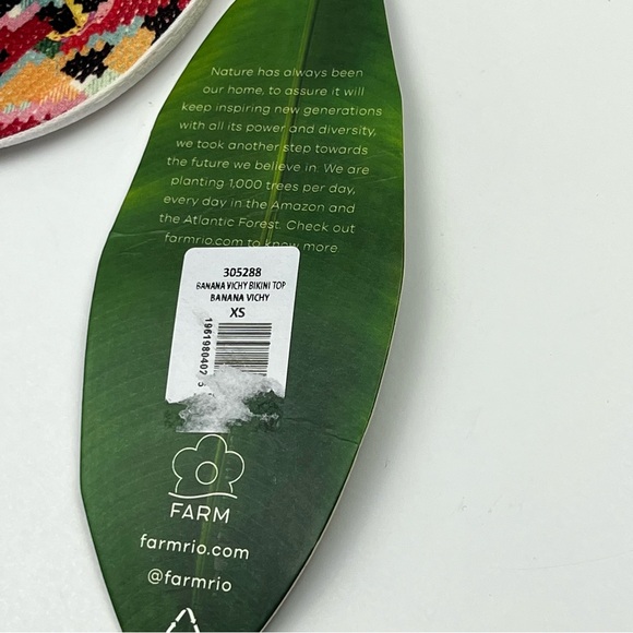 Farm Rio‎ Banana Vichy Swim Bikini Top Womens Size XS Summer Vacation NEW - Picture 5 of 12